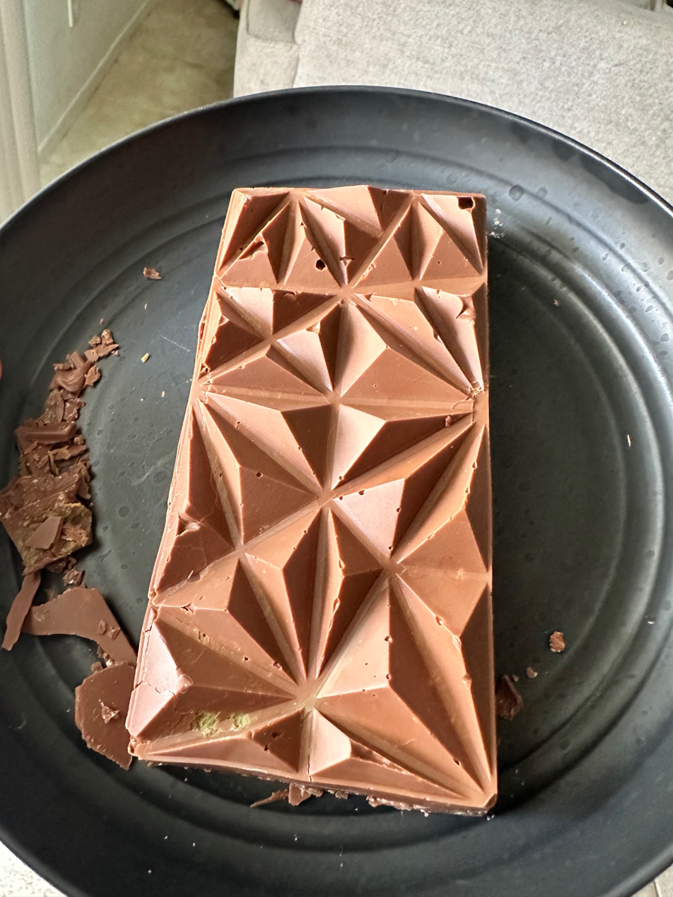 Milk chocolate Dubai bomb shells before filling