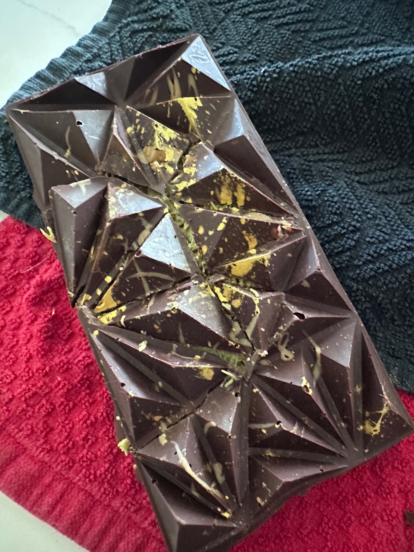 Faceted dark chocolate Dubai minis hand-brushed with edible gold