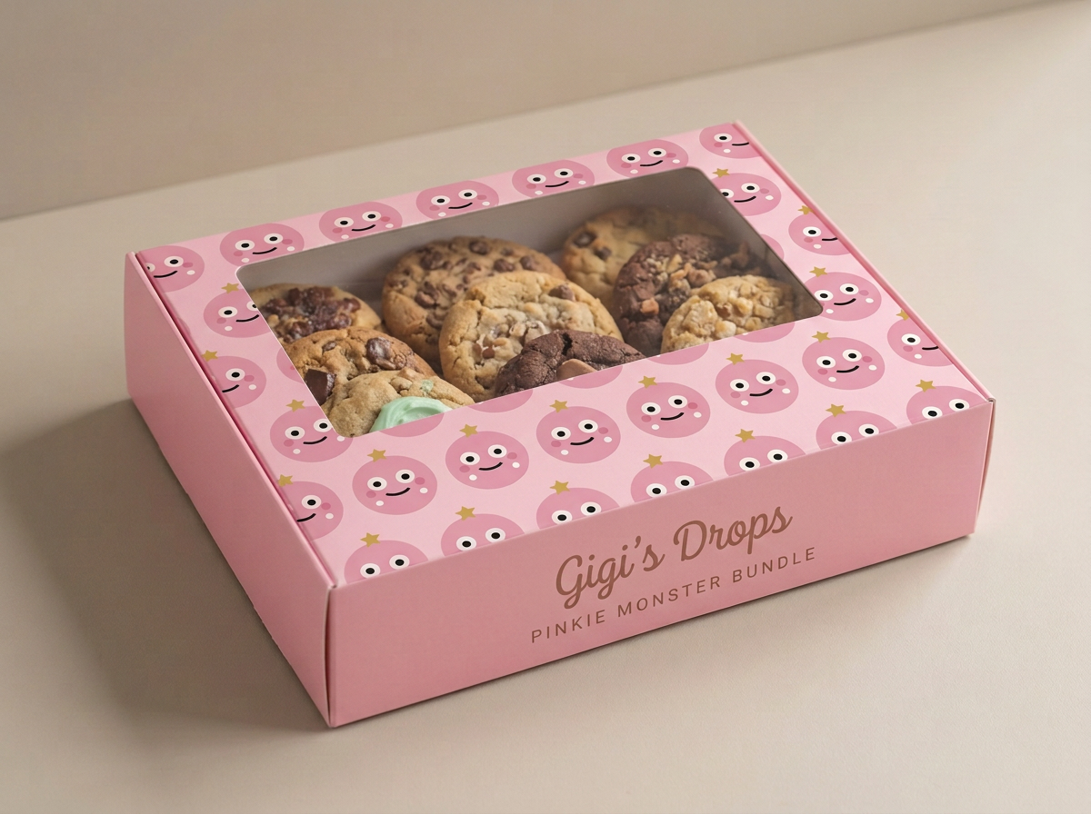 Pinkie Monster cookie box